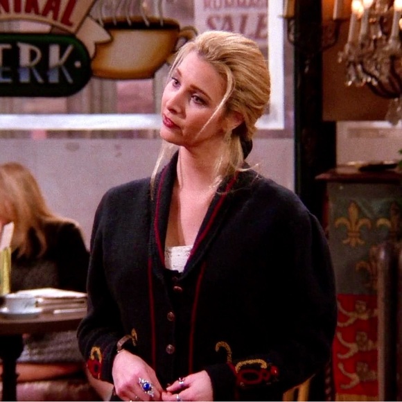 Rare Green Embroidered Cardigan ASO Phoebe Buffay on Friends - Picture 9 of 17